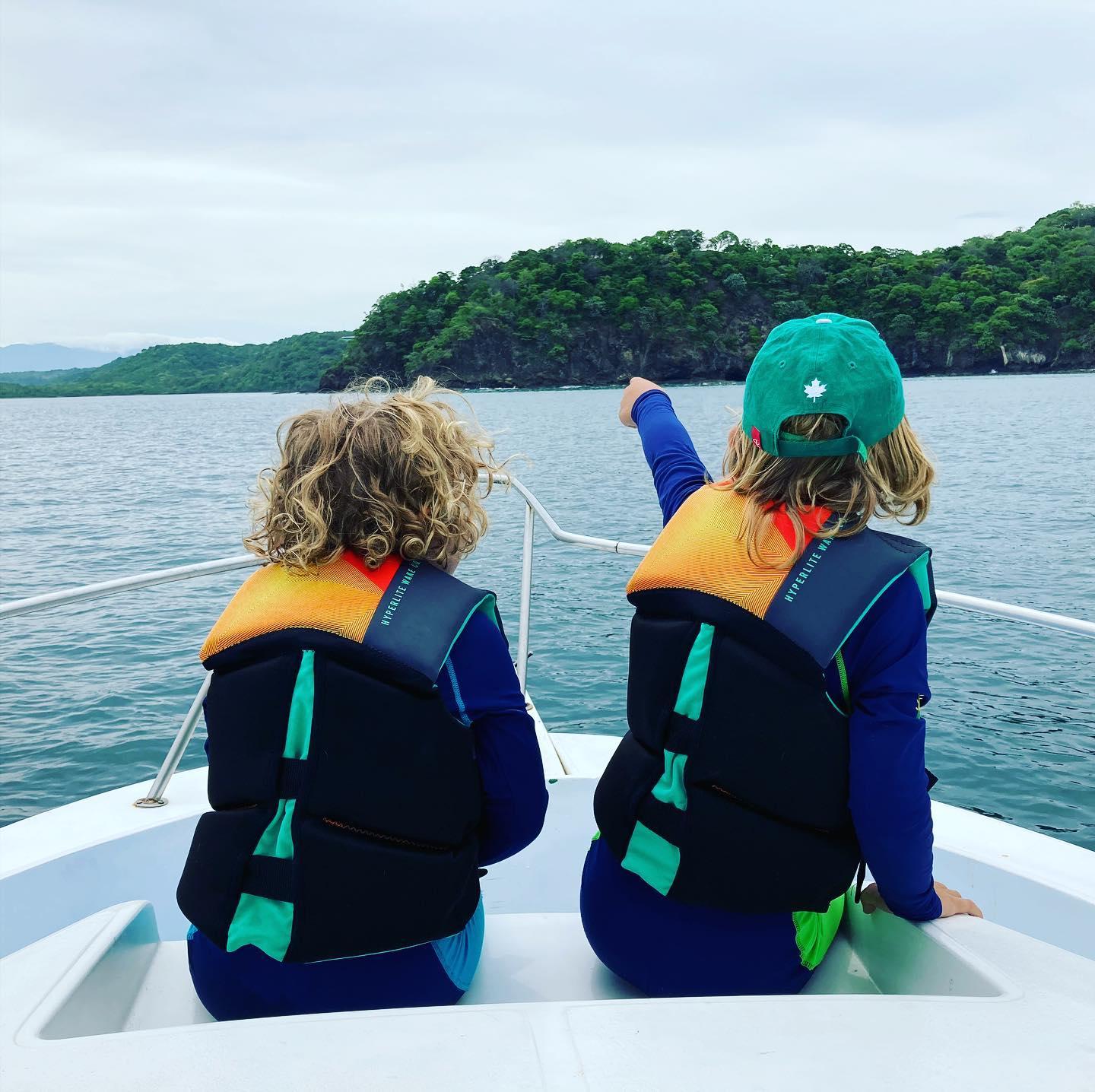 two children on boat