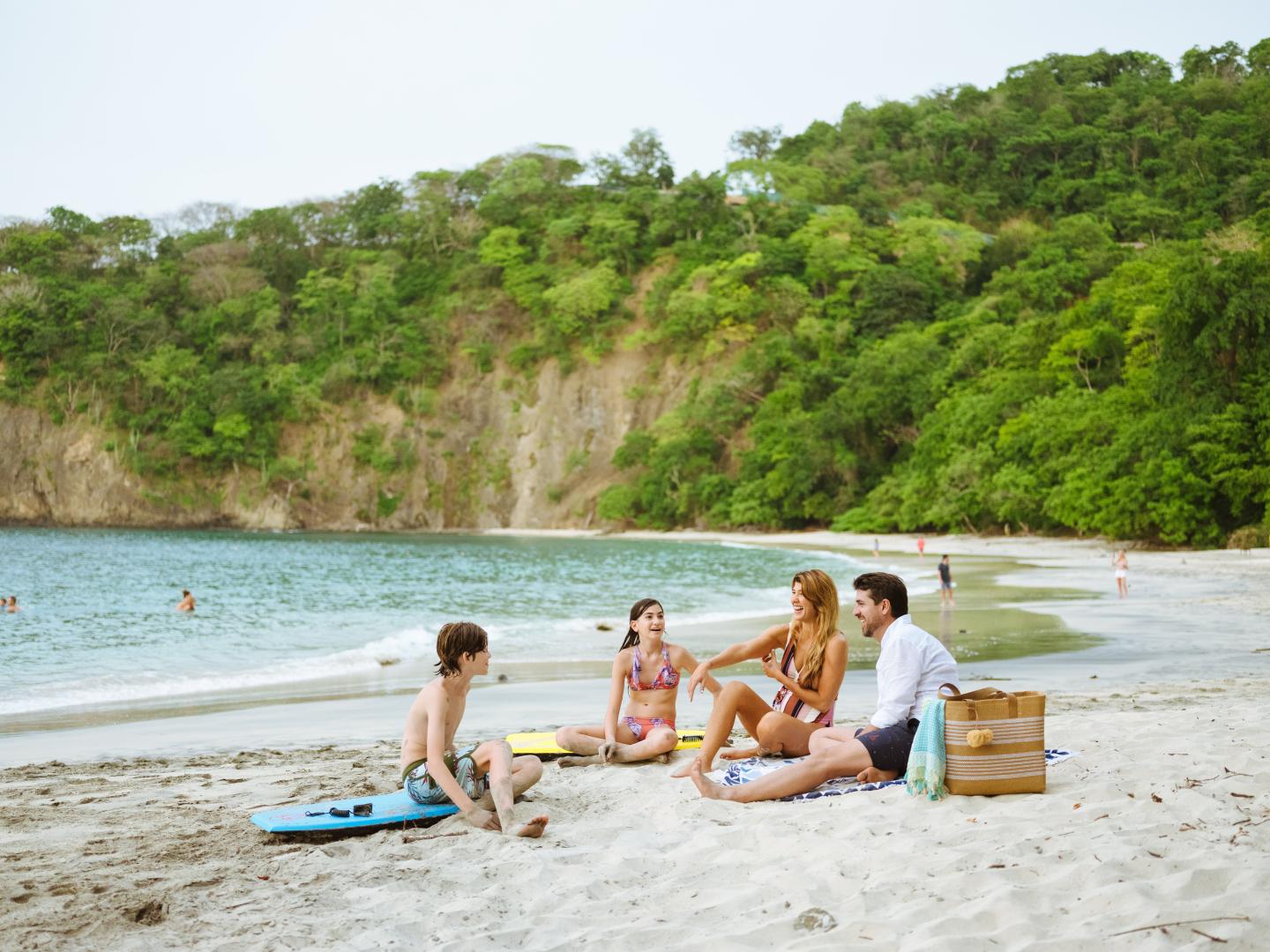 family on beach