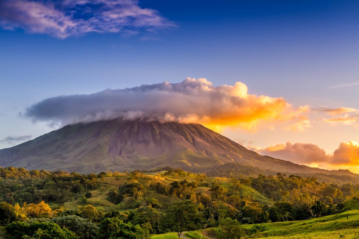 Arenal volcano under the clouds