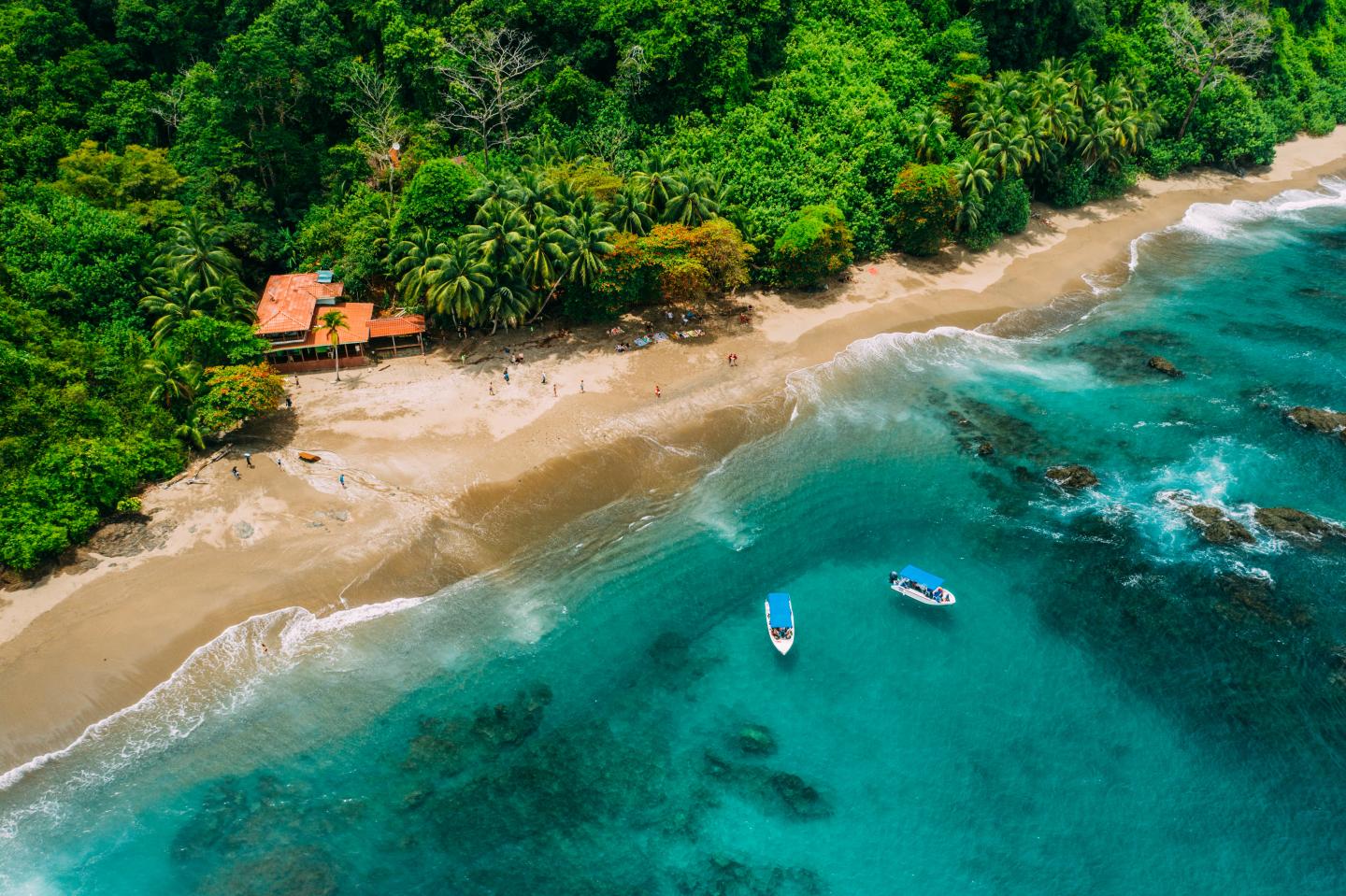 Aerial view of beach in Isla del Caño