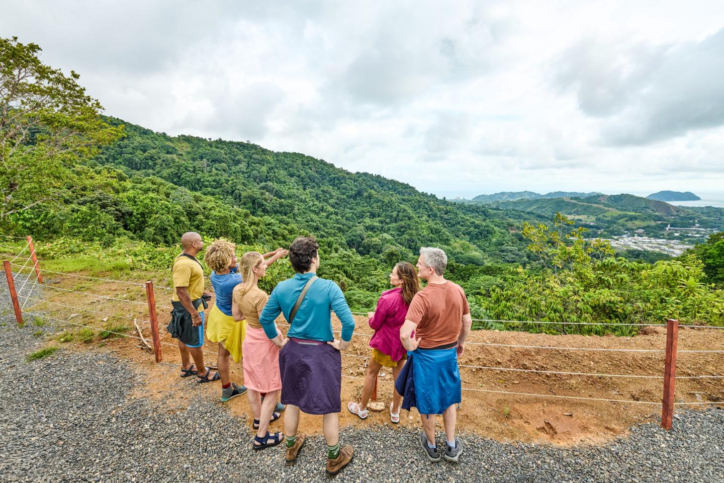 Visitors enjoying the view at Vista Los Sueños Adventure Park in Herradura